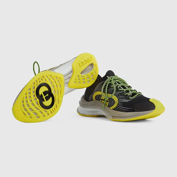 Giày Thể Thao Nam Gucci Run Sneaker 680938-USM10-8480 Màu Đen/Vàng Size 39