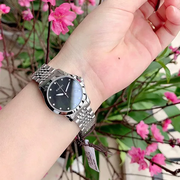 Đồng Hồ Nữ Gucci G Timeless Diamond Black MOP YA126505 Màu Bạc Đen - Đồng hồ - Vua Hàng Hiệu