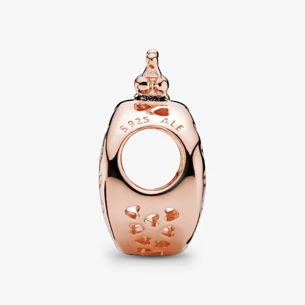 Hạt Vòng Charm Pandora Rose Crown O Logo Charm 787401 Màu Vàng Hồng