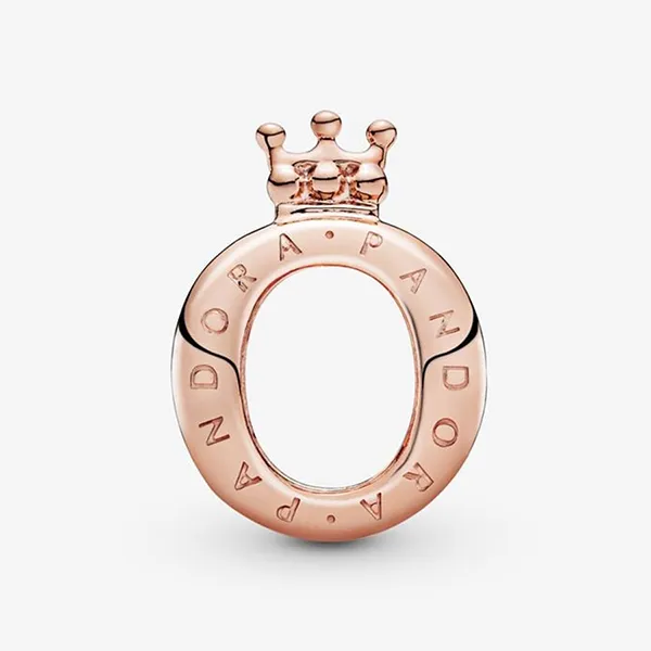 Hạt Vòng Charm Pandora Rose Crown O Logo Charm 787401 Màu Vàng Hồng