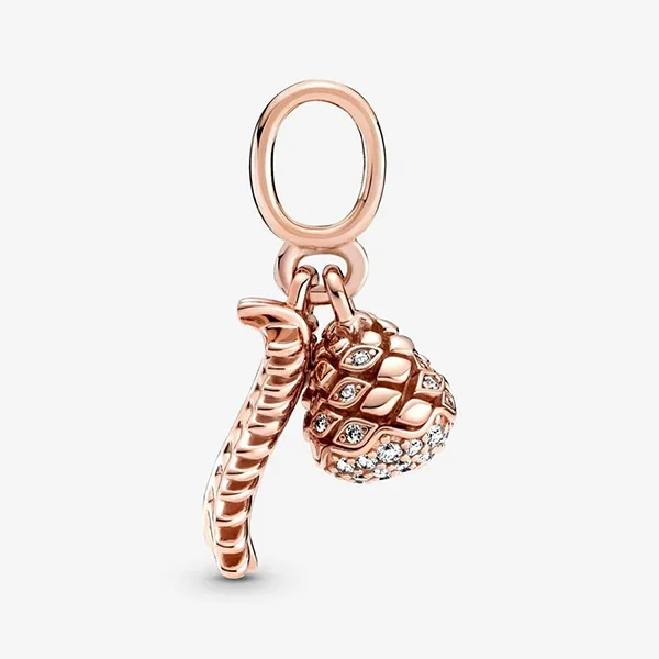 Hạt Vòng Charm Pandora Sparkling Pine Cone Dangle Charm 789557C01 Màu Vàng Hồng C_QP