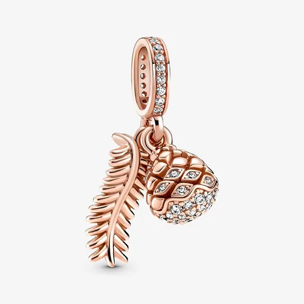 Hạt Vòng Charm Pandora Sparkling Pine Cone Dangle Charm 789557C01 Màu Vàng Hồng C_QP