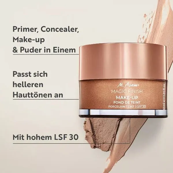 Kem Nền Trang Điểm Và Chống Nắng M. Asam Magic Finish Make-Up Porcelain Teint SPF30 4 in1 Tone Sáng 30ml - Trang điểm - Vua Hàng Hiệu