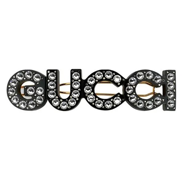 Kẹp Tóc Nữ Gucci Hair Slide In Gold Metal With Black Resin And Crystals 657510 I6325 8519 Màu Đen - Phụ kiện - Vua Hàng Hiệu