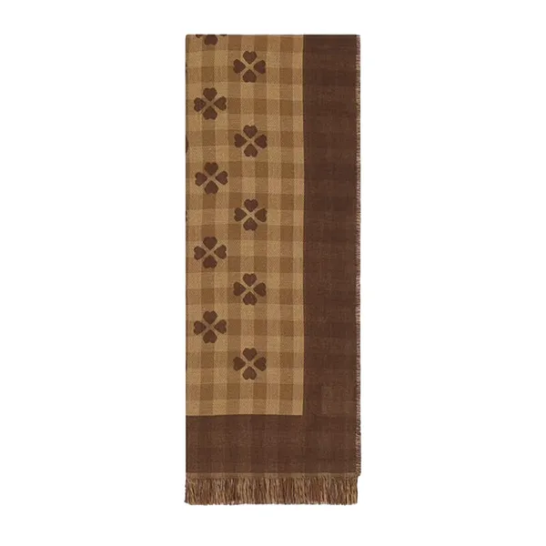 Khăn Choàng Gucci Scarf Cotton Jacquard Brown GG Pattern Clover 662446 Màu Nâu - Thời trang - Vua Hàng Hiệu