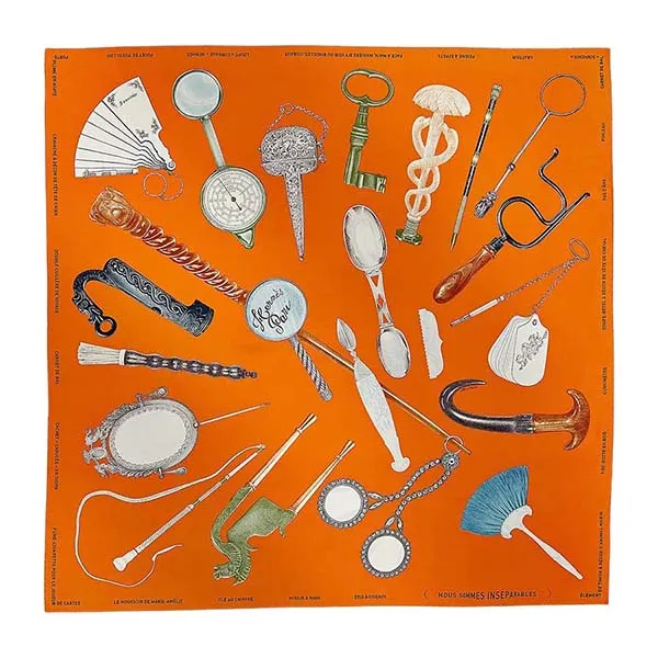 Khăn Nữ Hermès Nous Sommes Inseparables Scarf 90 H004149SV09 Màu Cam - Thời trang - Vua Hàng Hiệu
