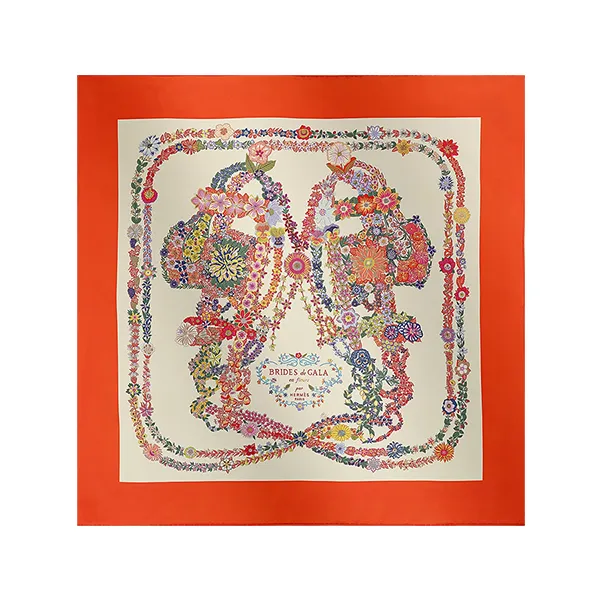 Khăn Nữ Hermès Brides De Gala En Fleurs Scarf 90 Màu Cam - Thời trang - Vua Hàng Hiệu