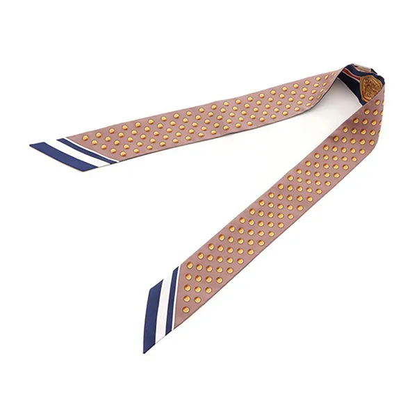 Khăn Nữ Hermès Twilly Silk Grand Tralala Marron Glace/Marine/Gold Màu Xanh