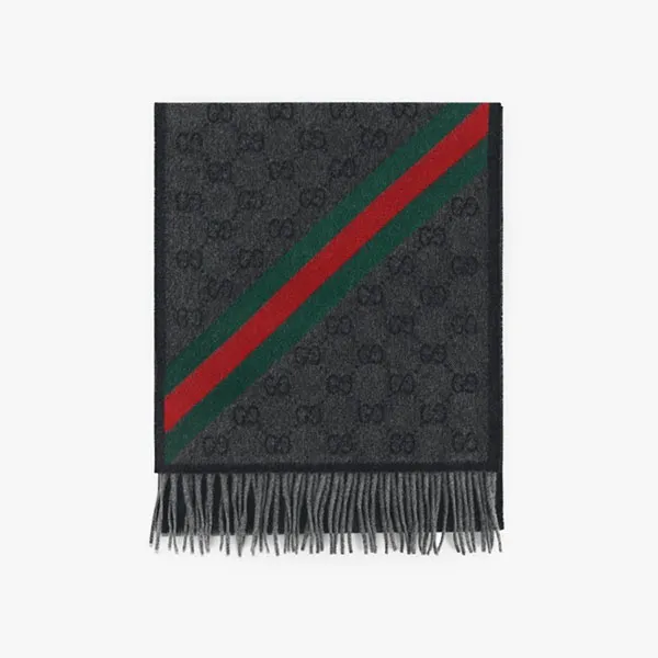 Khăn Quàng Cổ Gucci 570603 3G200 1466 Màu Đen Xám - Thời trang - Vua Hàng Hiệu