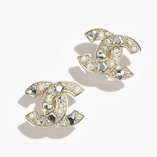 Khuyên Tai Nữ Chanel CC Studs Earrings Màu Vàng