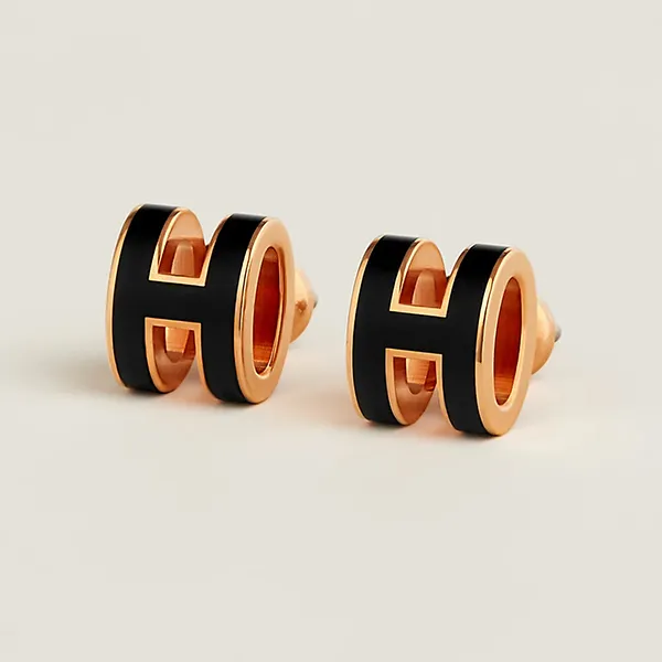 Khuyên Tai Nữ Hermès Mini Pop H Earrings Black Màu Đen Vàng Hồng - Trang sức - Vua Hàng Hiệu