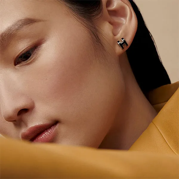 Khuyên Tai Nữ Hermès Mini Pop H Earrings Marron Glacé H608002FP03 Màu Đen - Trang sức - Vua Hàng Hiệu