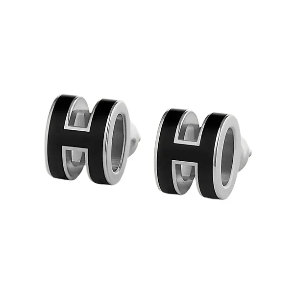 Khuyên Tai Nữ Hermès Mini Pop H Earrings Marron Glacé H608002FP03 Màu Đen - Trang sức - Vua Hàng Hiệu