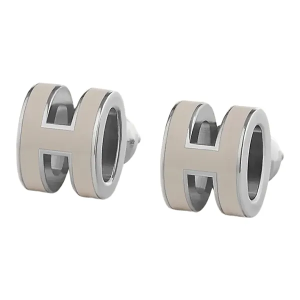 Khuyên Tai Nữ Hermès Mini Pop H Earrings Marron Glacé H608002FP55 Màu Nâu Bạc - Trang sức - Vua Hàng Hiệu