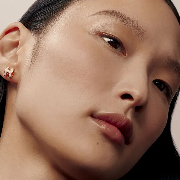 Khuyên Tai Nữ Hermès Mini Pop H Earrings White Màu Trắng Vàng Hồng - Trang sức - Vua Hàng Hiệu