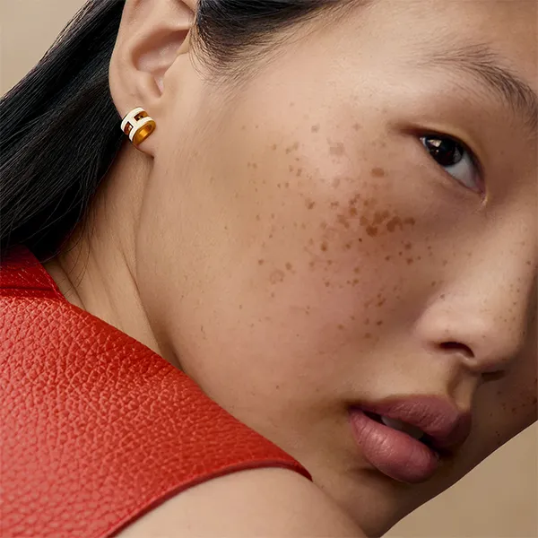 Khuyên Tai Nữ Hermès Mini Pop H Earrings White Màu Trắng Vàng