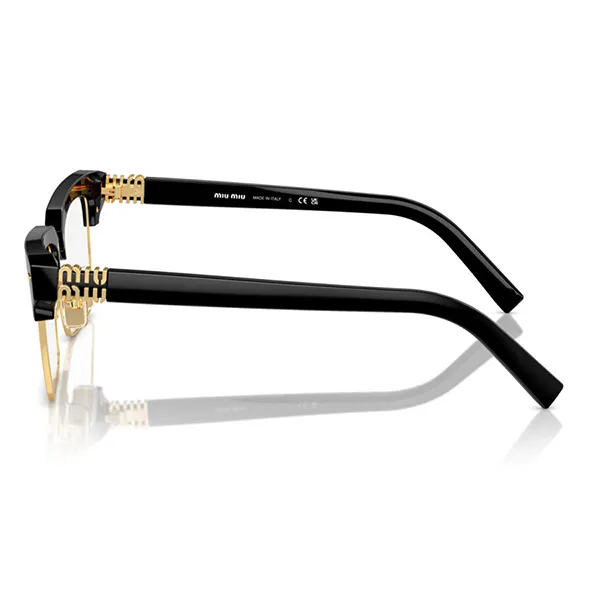 Kính Mắt Cận Miu Miu Eyeglasses 0MU 11XV 16K1O1 Màu Đen - Vàng - Kính mắt - Vua Hàng Hiệu
