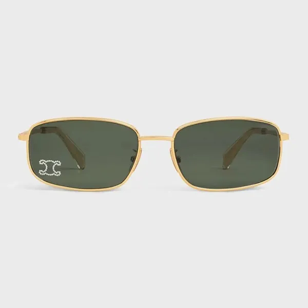 Kính Mát Celine Triomphe Rhinestone 02 Sunglasses In Metal With Crystals 4S285CMSB.35SG Màu Vàng - Xanh