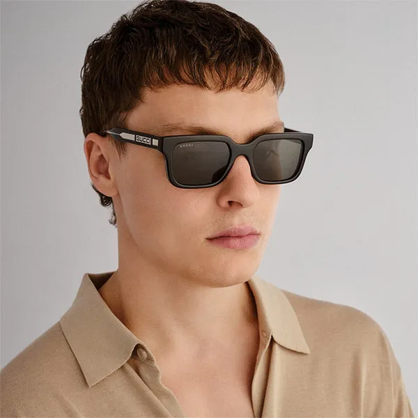 Kính Mát Nam Gucci Rectangular Sunglasses Gucci GG1732SK 001 Màu Đen - Kính mắt - Vua Hàng Hiệu