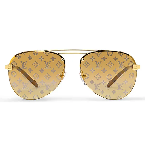 Kính Mát Nam Louis Vuitton LV Clockwise Sunglasses Gold Monogram Z1020W Màu Vàng Gold Size 60