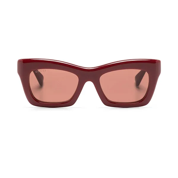 Kính Mát Nữ Gucci Eyewear Rectangle Frame Sunglasses Màu Đỏ Đô