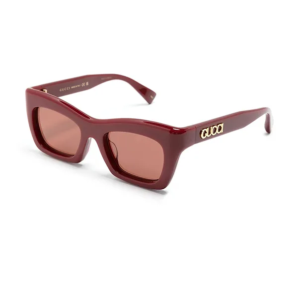 Kính Mát Nữ Gucci Eyewear Rectangle Frame Sunglasses Màu Đỏ Đô