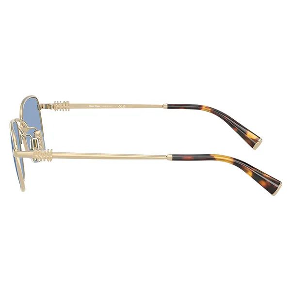 Kính Mát Nữ Miu Miu 0MU A53S ZVN60O Pale Gold Rectangular Sunglasses Màu Xanh