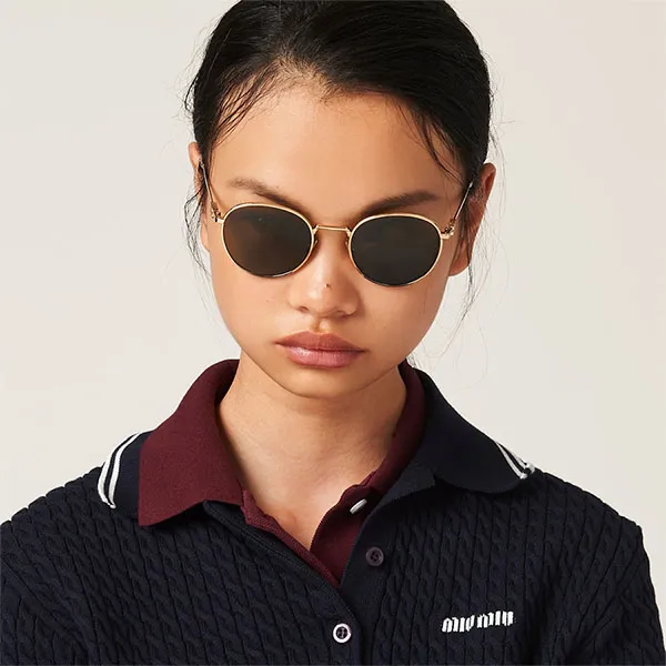 Kính Mát Nữ Miu Miu Logo Sunglasses SMU55Z E5AK FE09Z C050 Màu Vàng - Xanh
