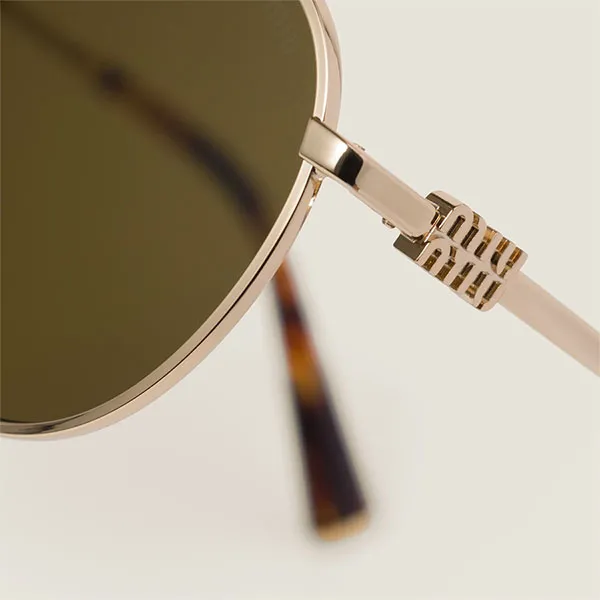 Kính Mát Nữ Miu Miu Logo Sunglasses SMU55Z E5AK FE09Z C050 Màu Vàng - Xanh