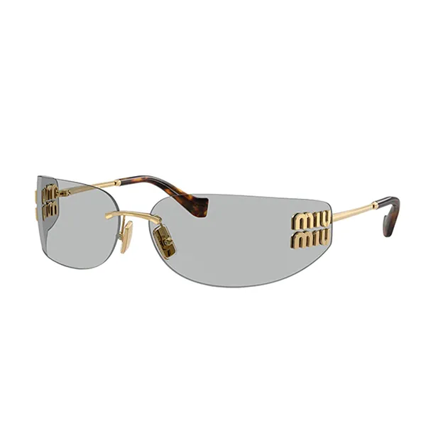 Kính Mát Nữ Miu Miu MU A51S 5AK50K Gold Rectangular Sunglasses Màu Xám Vàng