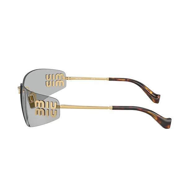 Kính Mát Nữ Miu Miu MU A51S 5AK50K Gold Rectangular Sunglasses Màu Xám Vàng