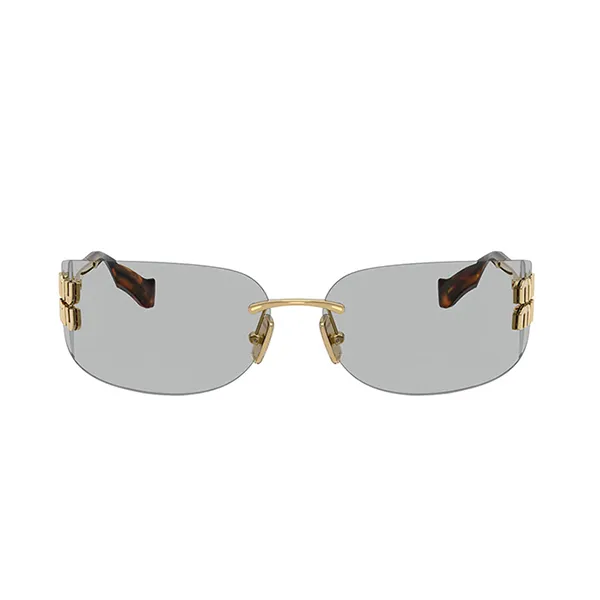 Kính Mát Nữ Miu Miu MU A51S 5AK50K Gold Rectangular Sunglasses Màu Xám Vàng