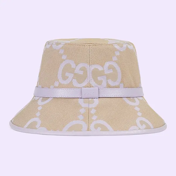 Mũ Nữ Gucci Jumbo GG Bucket Hat Beige Purple 730336-3HAPT-8871 Màu Be Size M