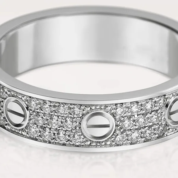 Nhẫn Cưới Jewery Luxury Love Wedding Band Diamond-Paved Màu Vàng Trắng Size 12 - Trang sức - Vua Hàng Hiệu