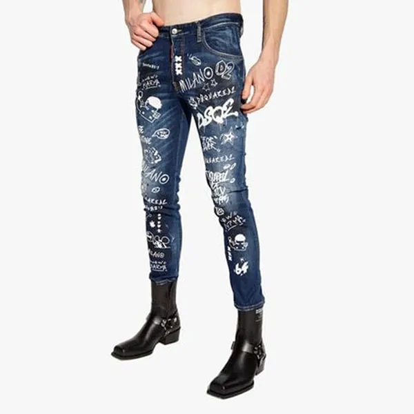 Quần Jean Nam Dsquared2 S74LB1099 Skater Màu Xanh Size 44