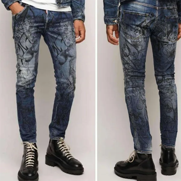 Quần Jean Nam Dsquared2 Skater S71LB7058 Màu Xanh Họa Tiết Size 44
