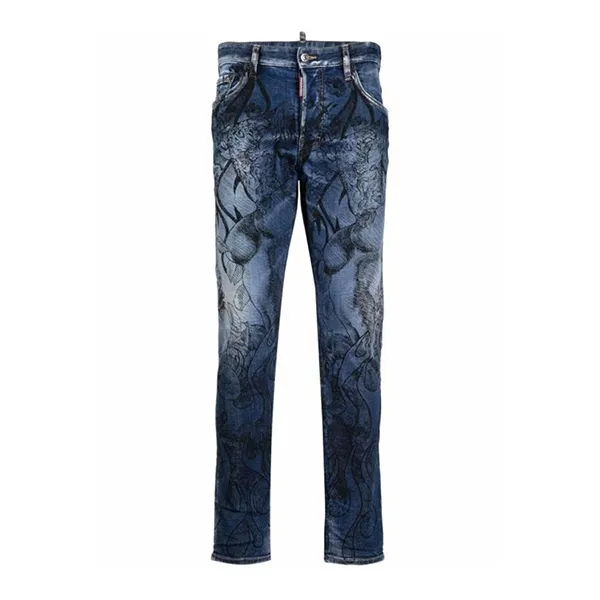 Quần Jean Nam Dsquared2 Skater S71LB7058 Màu Xanh Họa Tiết Size 44
