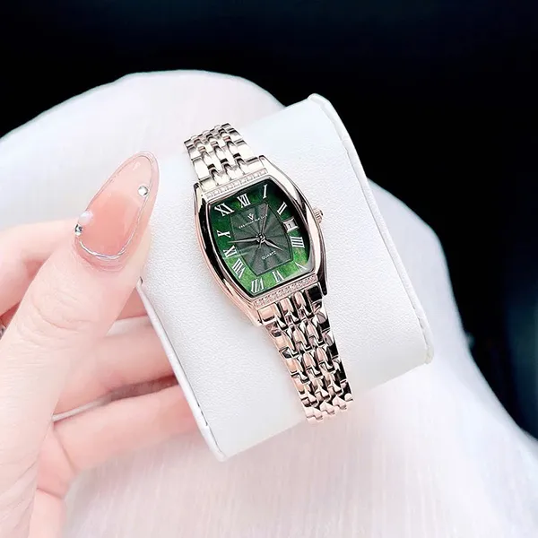 Set Đồng Hồ + Vòng Đeo Tay Nữ Christian Van Sant Green Dial Ladies Watch Màu Vàng Hồng D-DY,