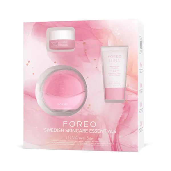 Set Máy Rửa Mặt Foreo 3 Món (Luna Mini 3 Hồng Nhạt + Sữa Rửa Mặt 20ml + Sáp Tẩy Trang 15ml)