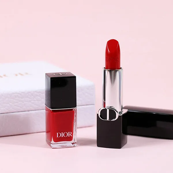 Set Son Dior Rouge Dior Lipstick 999 + Sơn Món Tay Vernis 999 Gift 3 Món