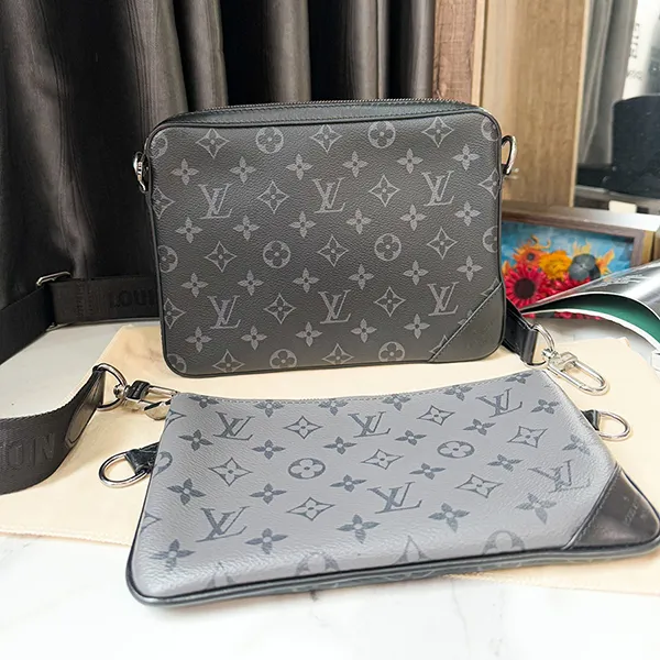 Set Túi Đeo Chéo Nam Louis Vuitton LV Trio Messenger M69443 Màu Đen Xám