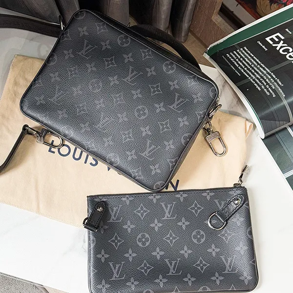 Set Túi Đeo Chéo Nam Louis Vuitton LV Trio Messenger M69443 Màu Đen Xám