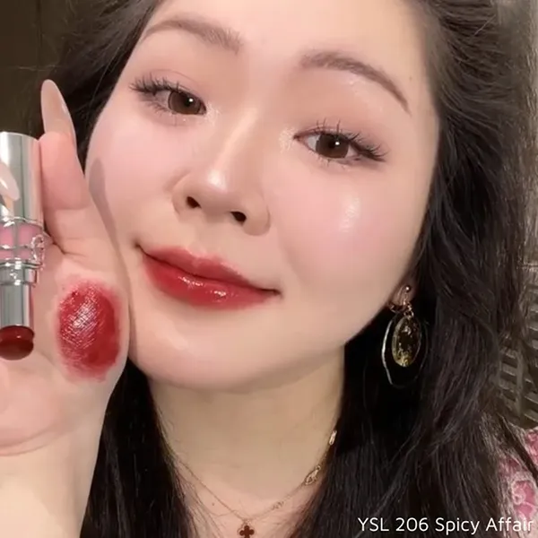 Son Dưỡng Yves Saint Laurent YSL Loveshine Lipstick 206 Spicy Affair Màu Đỏ Đất - Son Môi - Vua Hàng Hiệu
