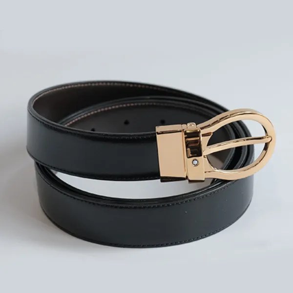 Thắt Lưng Nam Montblanc Classic Gold Reversible Leather Belt 38579 Màu Đen Nâu - Thắt lưng - Vua Hàng Hiệu