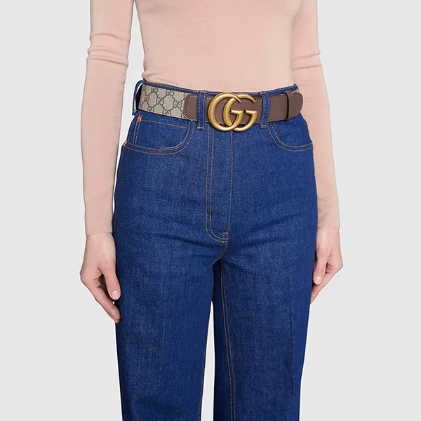 Thắt Lưng Gucci Calf Matt Logo GG Marmont Mono Belt 400593 92TLT 8358 Màu Nâu Be Size 80 - Thắt lưng - Vua Hàng Hiệu