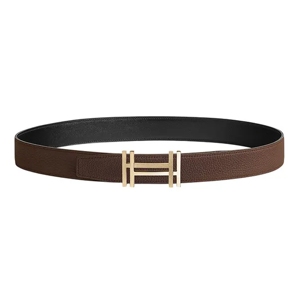 Thắt Lưng Nam Hermès H Au Carre Belt Buckle & Reversible Leather Strap 32mm Noir/Chocolat Màu Đen Size 80
