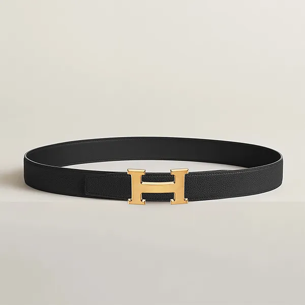 Thắt Lưng Nam Hermès H Belt Buckle & Reversible Black Leather Strap 32mm Màu Đen Size 90