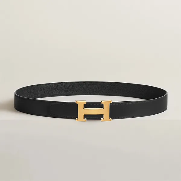 Thắt Lưng Nam Hermès H Belt Buckle & Reversible Black Leather Strap 32mm Màu Đen Size 90