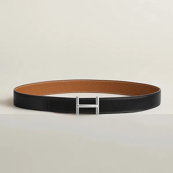 Thắt Lưng Nam Hermès Hisseo Belt Buckle & Reversible Leather Strap 32mm Màu Đen Nâu (Logo Bạc) Size 80 - Thắt lưng - Vua Hàng Hiệu