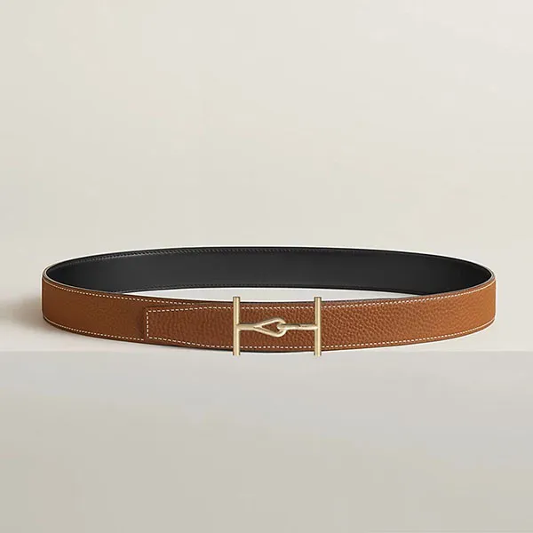 Thắt Lưng Nam Hermès Jumbo Belt Buckle & Reversible Leather Strap 32mm Permabrass Màu Nâu Đen Size 85